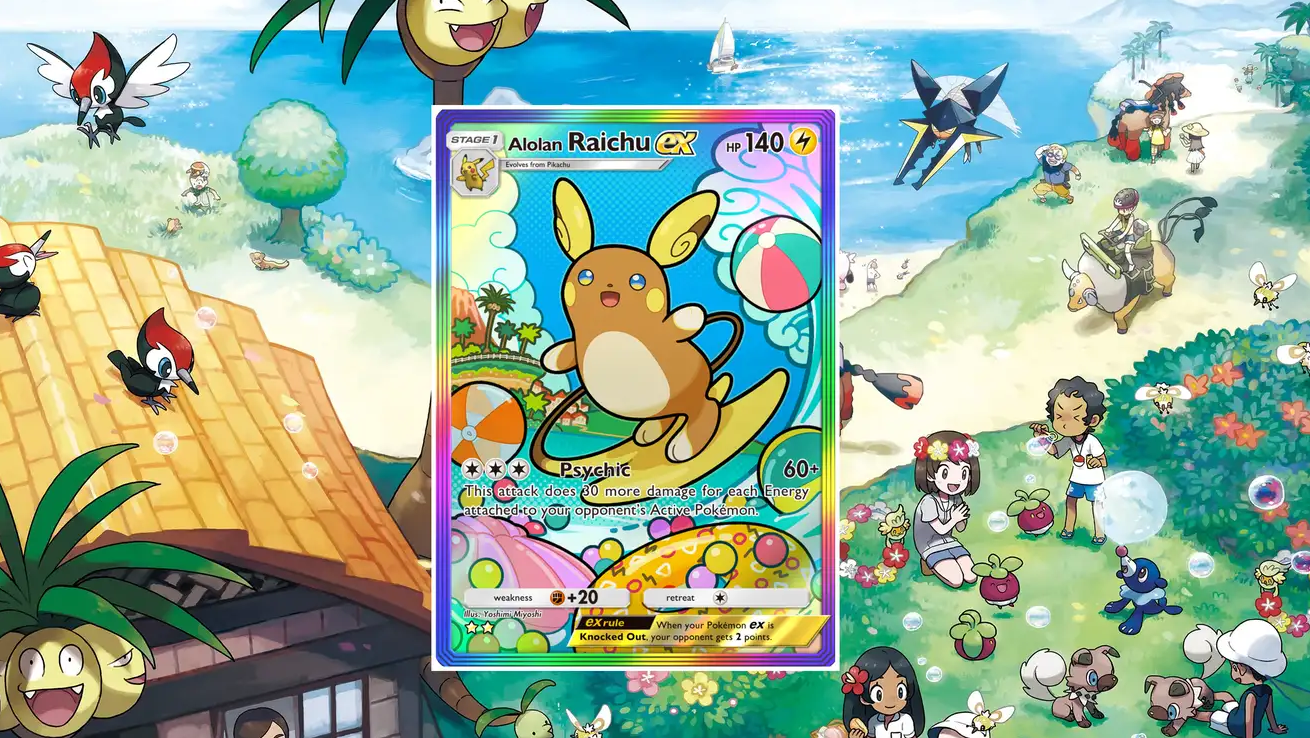 Alolański Raichu z setu Celestial Guardians w PTCG Pocket
