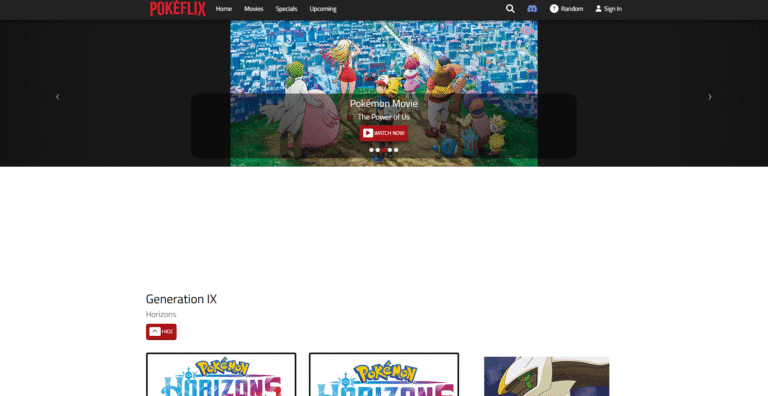 Pokeflix, strona z anime Pokemon po polsku