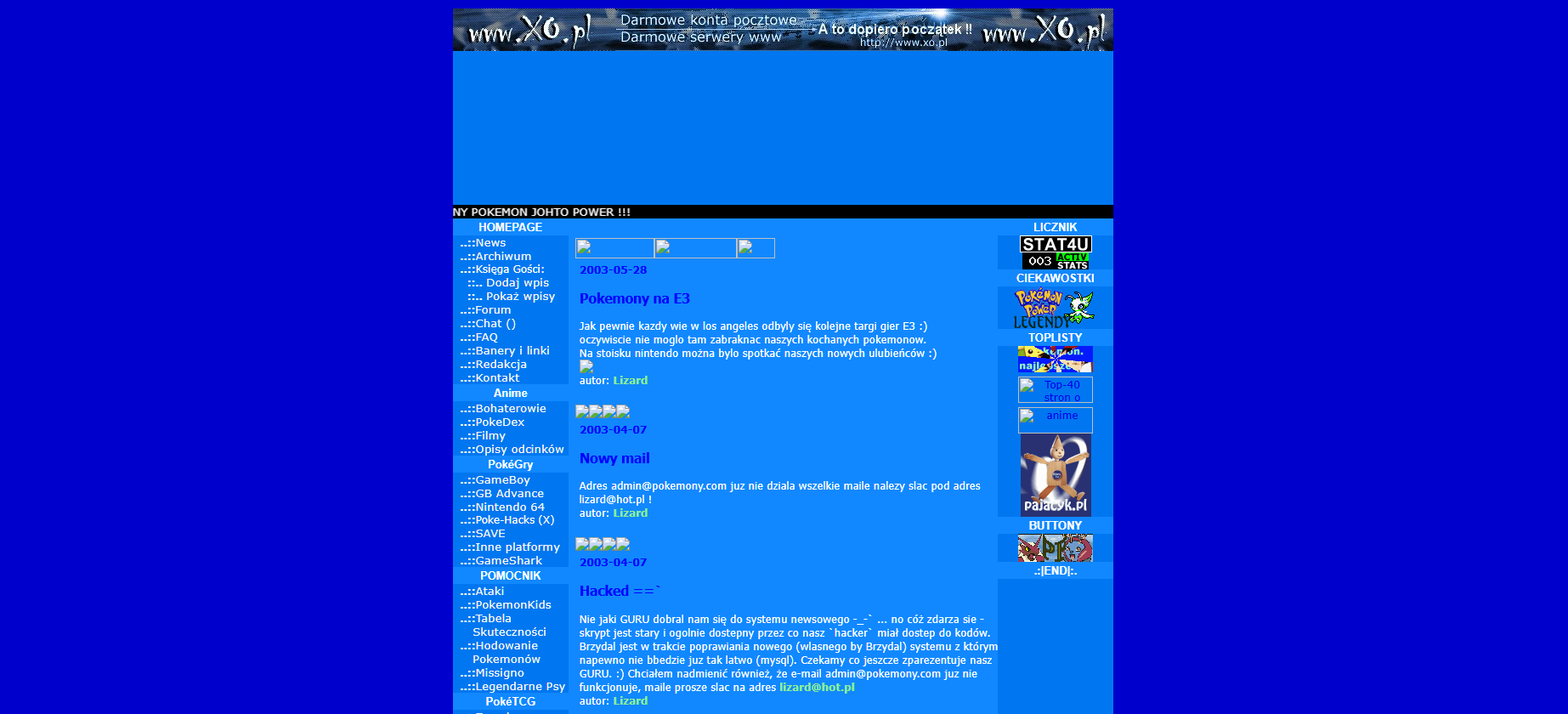 Pokemon Johto Power, 2003