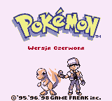 Pokemon Wersja Czerwona — ekran startowy i logo