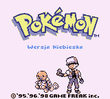 Pokemon Wersja Niebieska — ekran startowy
