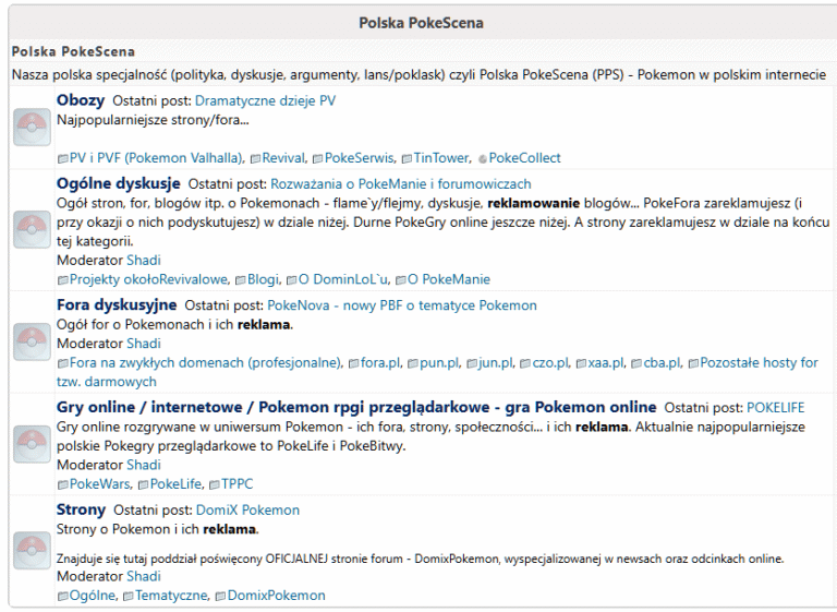Polska PokeScena tradycyjnie była oddzielnym zagadnieniem. Screen z forum PokeCollect.net.pl