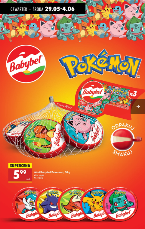 Sery Mini Babybel Pokemon w Biedronce