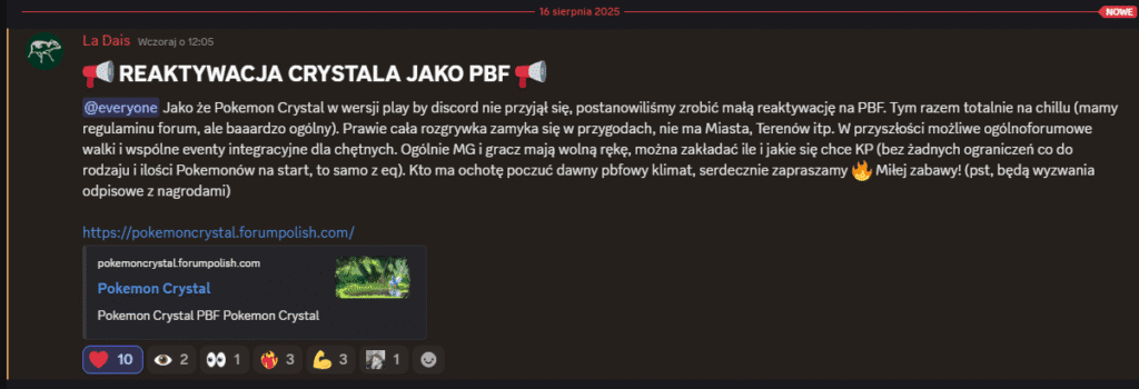 Reaktywacja Pokemon Crystal PBF