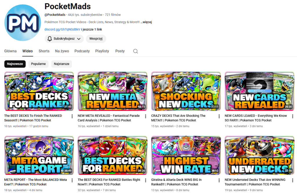 PocketMads to czołowy kanał YouTube o Pokemon TCG Pocket