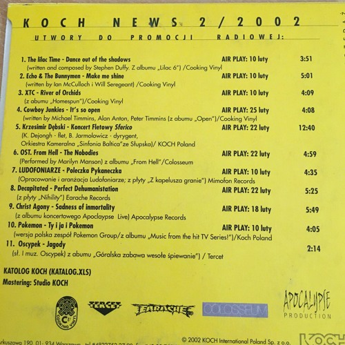 KOCH NEWS — tylna okładka płyty zawierającej Ty i ja i Pokemon (Nasz świat)